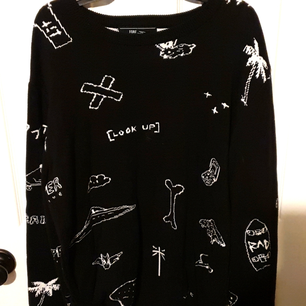 Black Long Sleeve Sweater with print